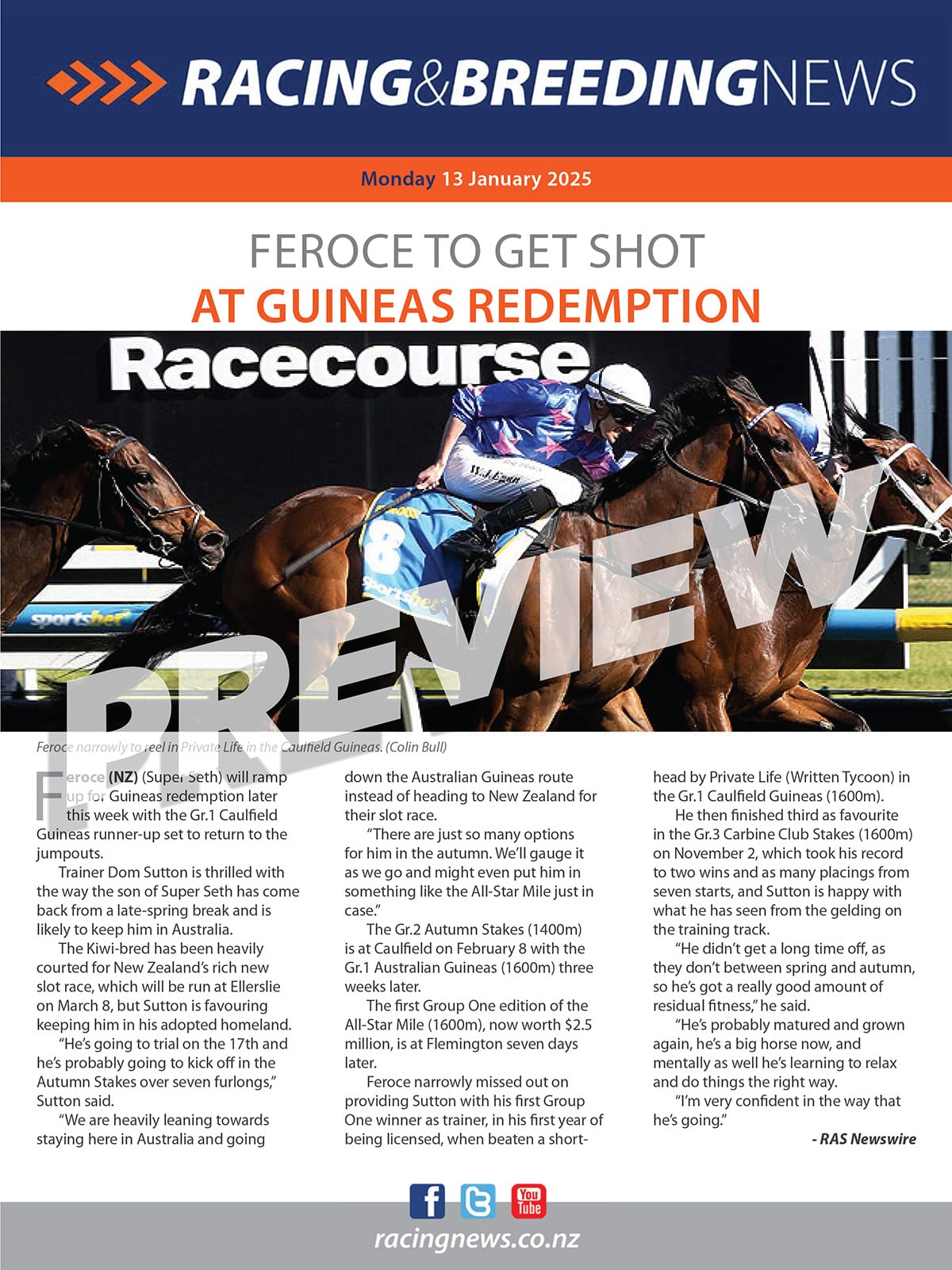 NZ Racing and Breeding News – 13 January 2025