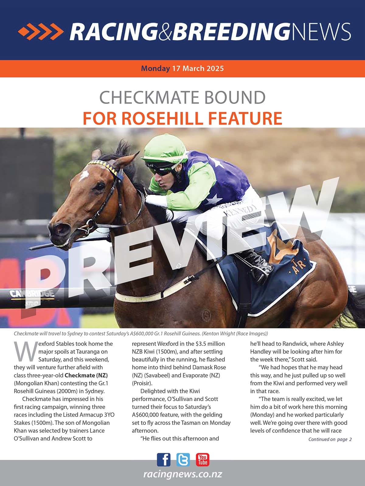 NZ Racing and Breeding News – 17 March 2025