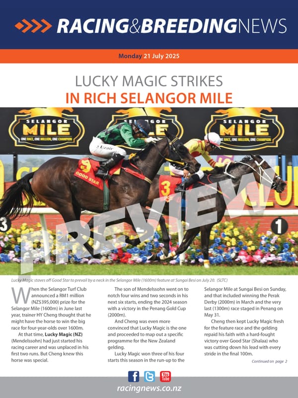 NZ Racing and Breeding News – 21 July 2025