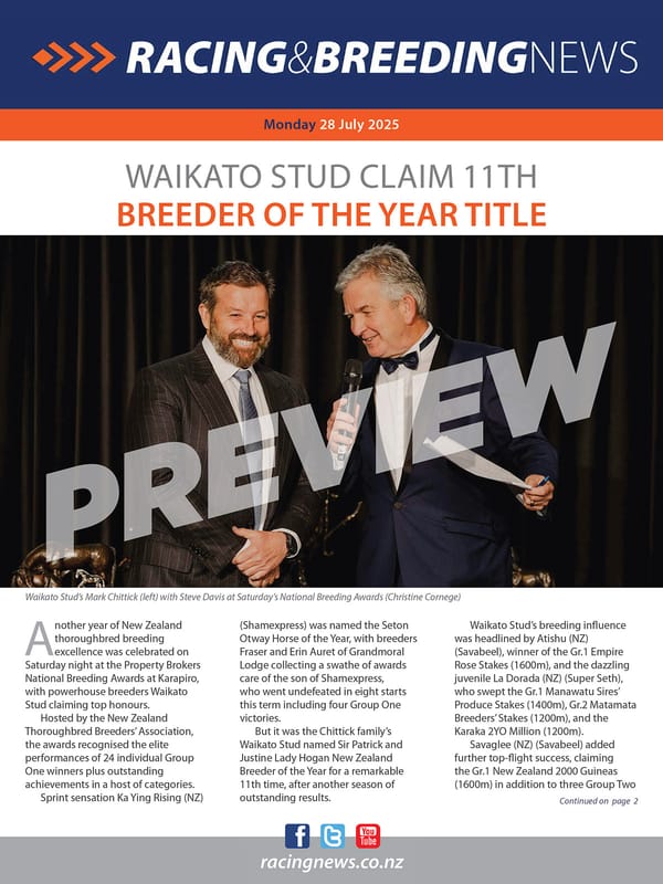 NZ Racing and Breeding News – 28 July 2025