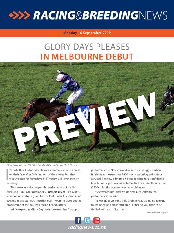 NZ Racing and Breeding News – 16 September 2019