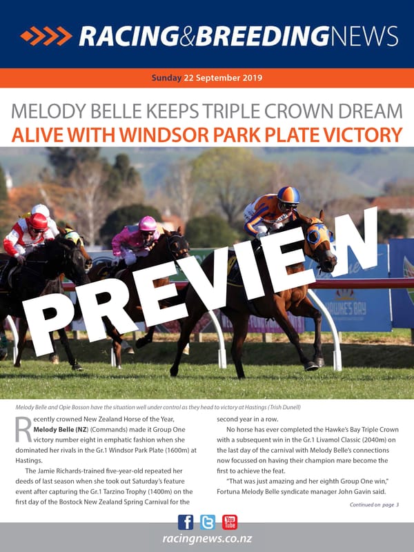 NZ Racing and Breeding News – 22 September 2019