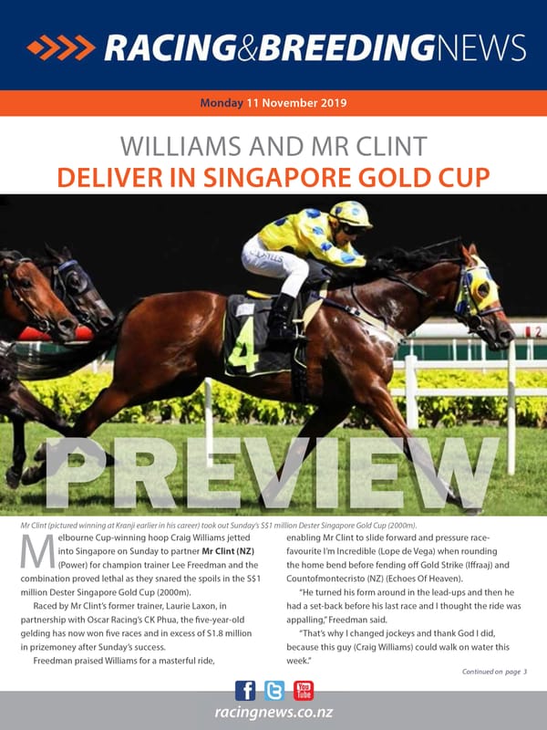 NZ Racing and Breeding News – 11 November 2019