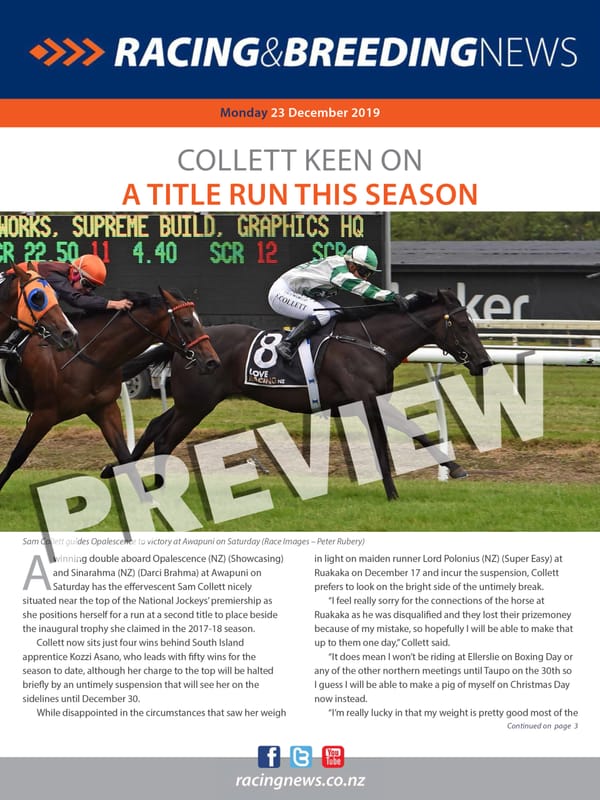 NZ Racing and Breeding News – 23 December 2019