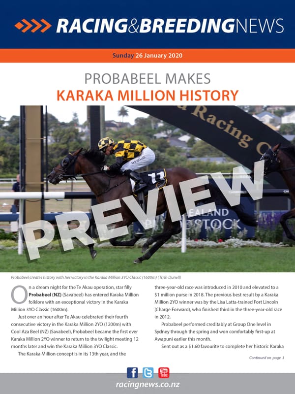 NZ Racing and Breeding News – 26 January 2020