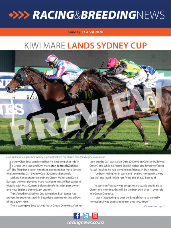 NZ Racing and Breeding News – 12 April 2020