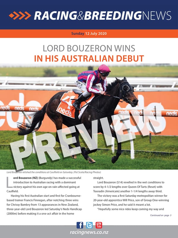 NZ Racing and Breeding News – 12 July 2020