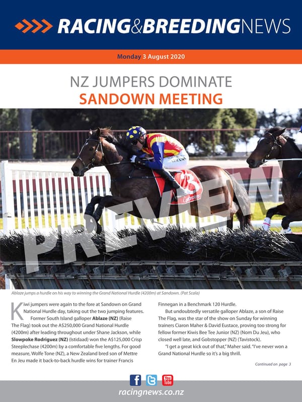 NZ Racing and Breeding News – 3 August 2020
