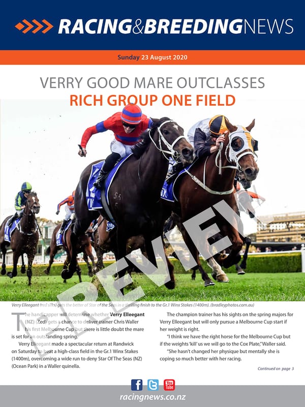 NZ Racing and Breeding News – 23 August 2020
