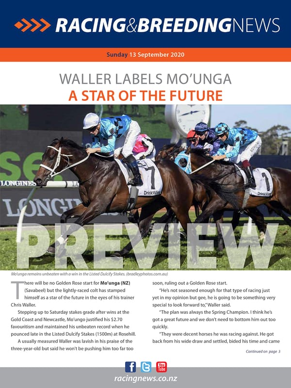 NZ Racing and Breeding News – 13 September 2020