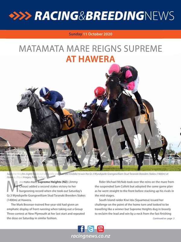 NZ Racing and Breeding News – 11 October 2020