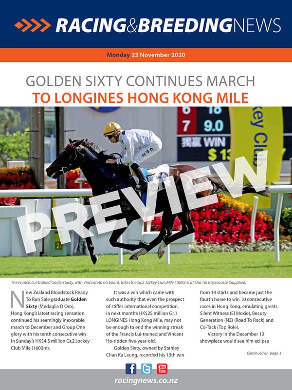 NZ Racing and Breeding News – 23 November 2020