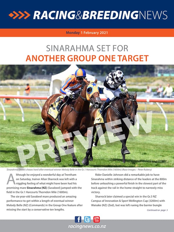 NZ Racing and Breeding News – 01 February 2021