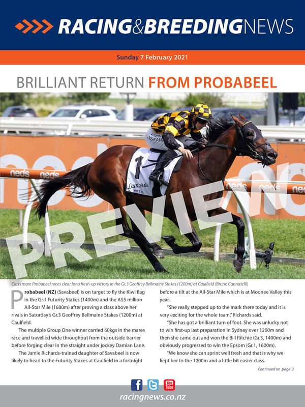 NZ Racing and Breeding News – 07 February 2021