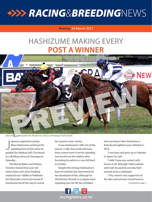 NZ Racing and Breeding News – 29 March 2021