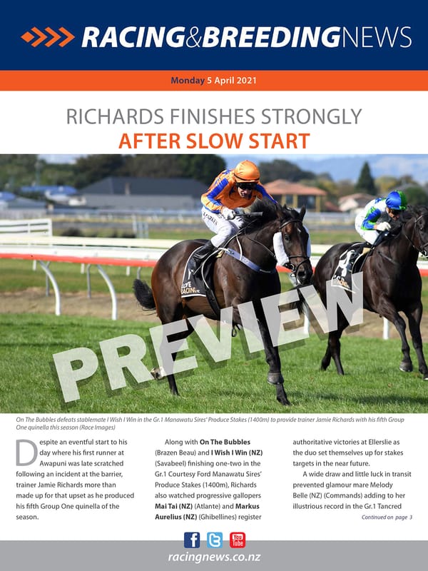 NZ Racing and Breeding News – 05 April 2021