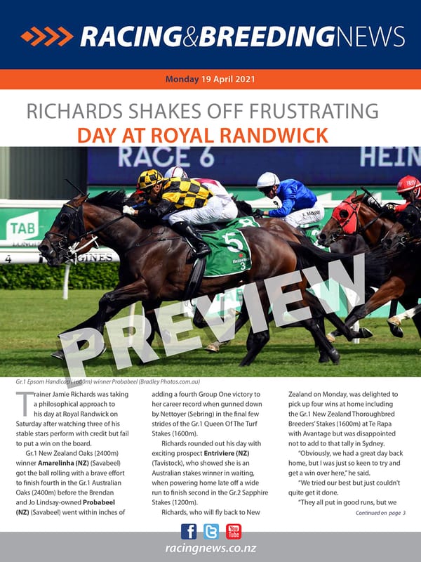 NZ Racing and Breeding News – 19 April 2021