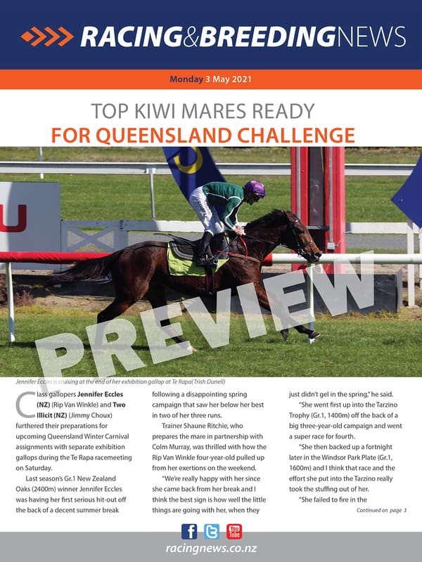 NZ Racing and Breeding News – 03 May 2021