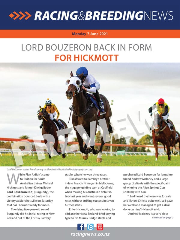 NZ Racing and Breeding News – 07 June 2021