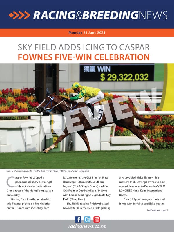 NZ Racing and Breeding News – 21 June 2021