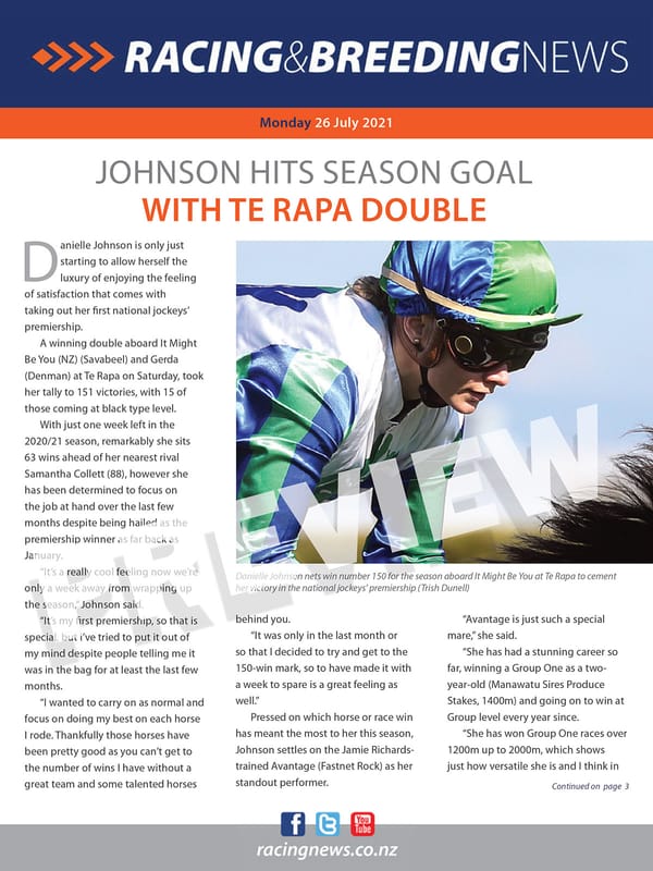 NZ Racing and Breeding News – 26 July 2021