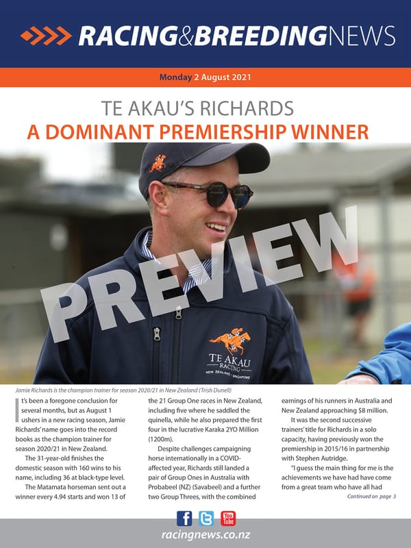 NZ Racing and Breeding News – 02 August 2021