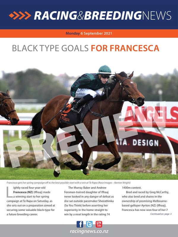 NZ Racing and Breeding News – 06 September 2021