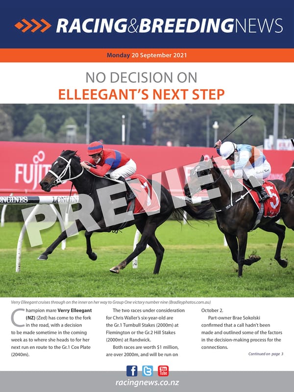 NZ Racing and Breeding News – 20 September 2021