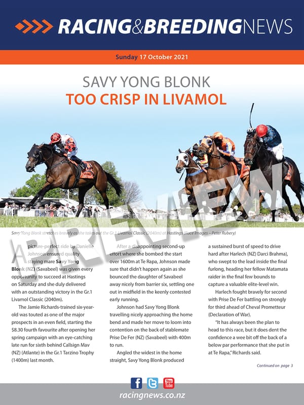 NZ Racing and Breeding News – 17 October 2021