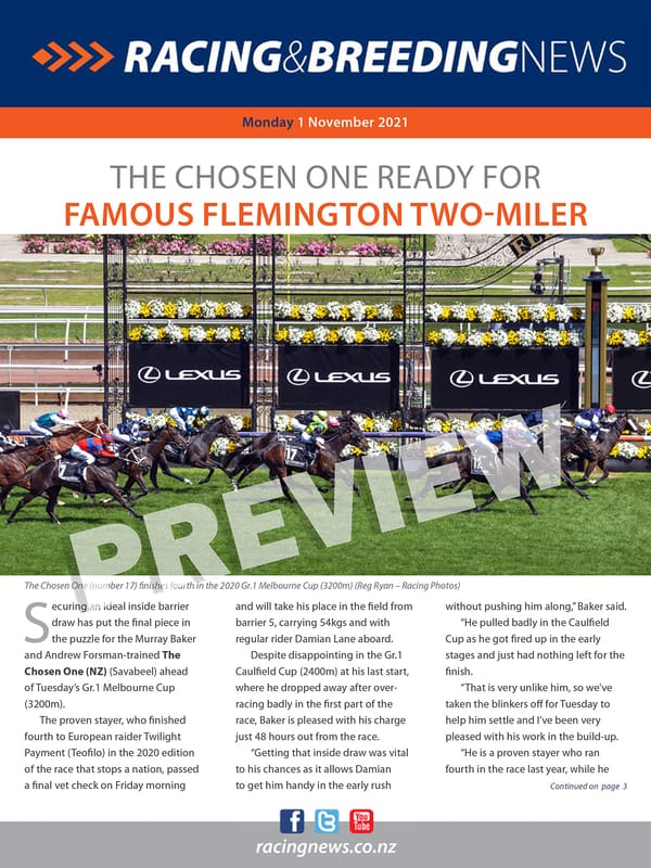 NZ Racing and Breeding News – 01 November 2021