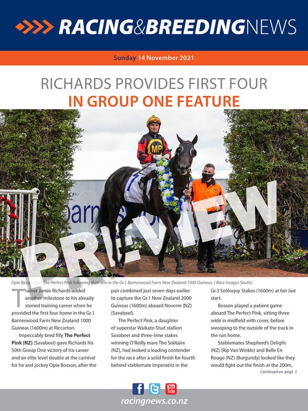 NZ Racing and Breeding News – 14 November 2021