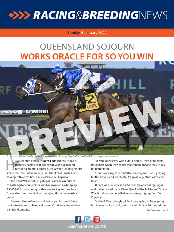 NZ Racing and Breeding News – 09 January 2022