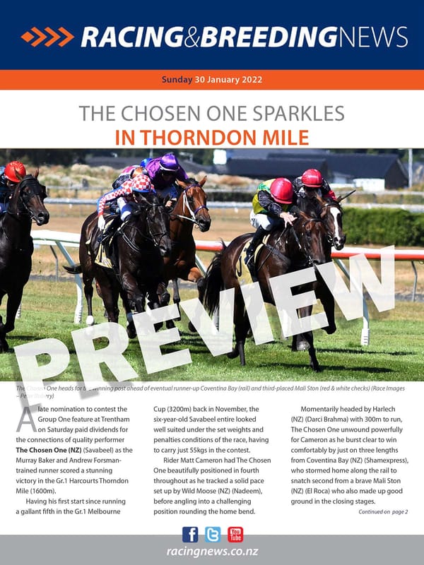 NZ Racing and Breeding News – 30 January 2022