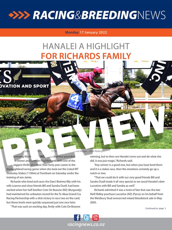 NZ Racing and Breeding News – 17 January 2022