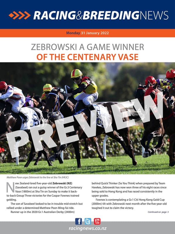 NZ Racing and Breeding News – 31 January 2022
