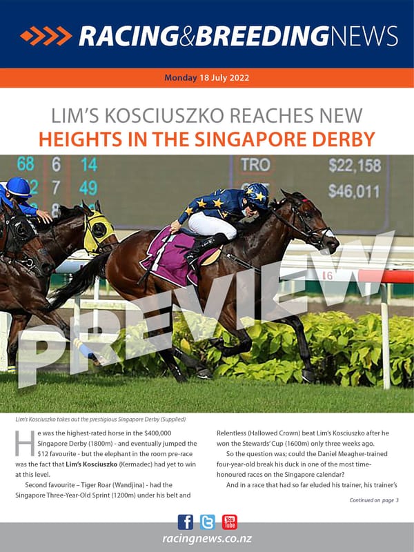 NZ Racing and Breeding News – 18 July 2022