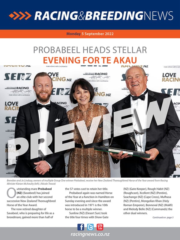 NZ Racing and Breeding News – 05 September 2022