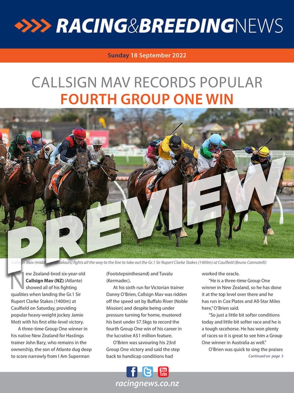 NZ Racing and Breeding News – 18 September 2022