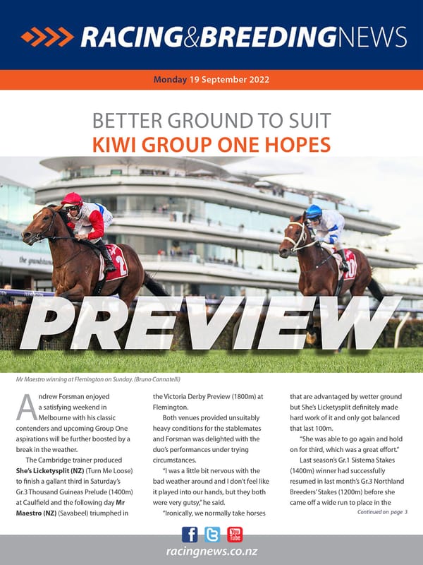 NZ Racing and Breeding News – 19 September 2022