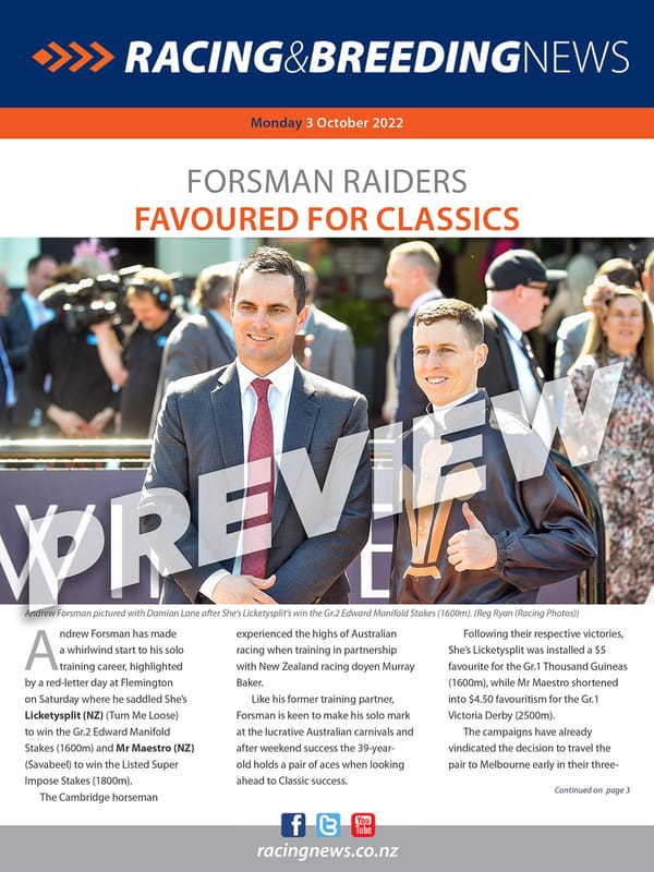 NZ Racing and Breeding News – 03 October 2022