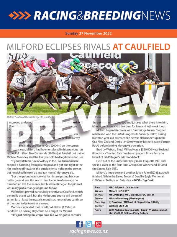 NZ Racing and Breeding News – 27 November 2022