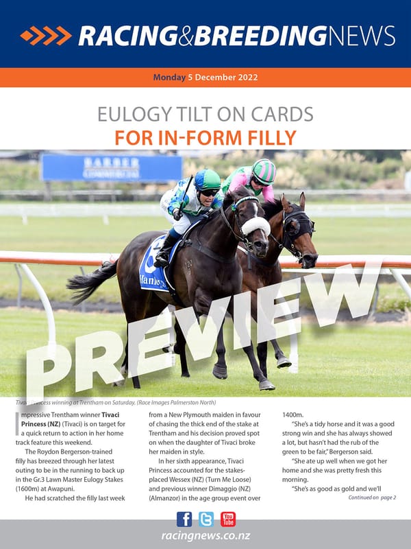 NZ Racing and Breeding News – 05 December 2022
