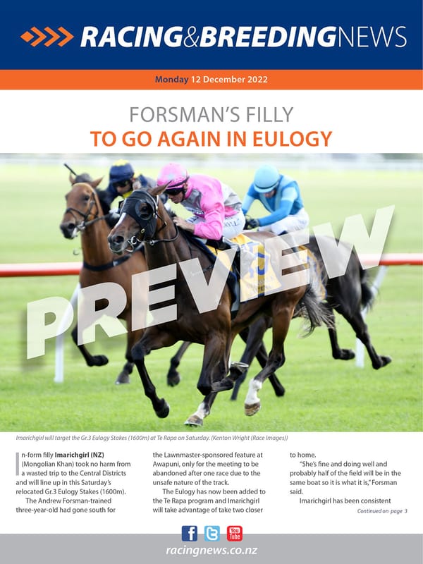 NZ Racing and Breeding News – 12 December 2022
