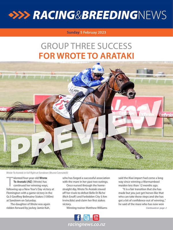NZ Racing and Breeding News – 05 February 2023