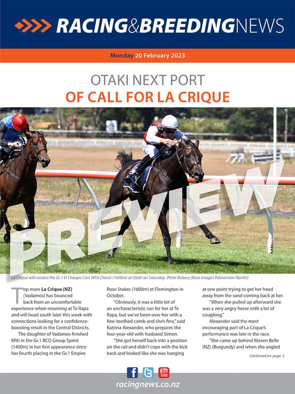 NZ Racing and Breeding News – 20 February 2023