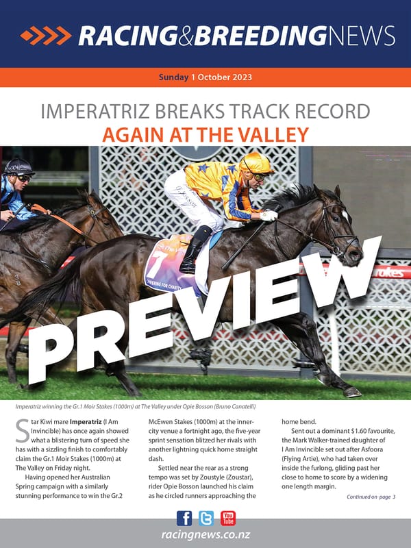 NZ Racing and Breeding News – 01 October 2023