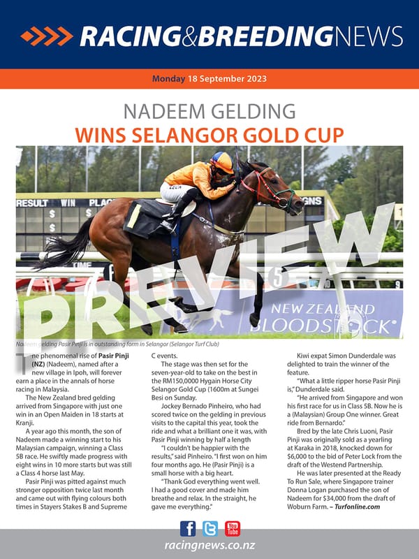 NZ Racing and Breeding News – 18 September 2023