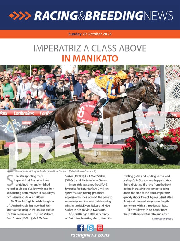NZ Racing and Breeding News – 29 October 2023