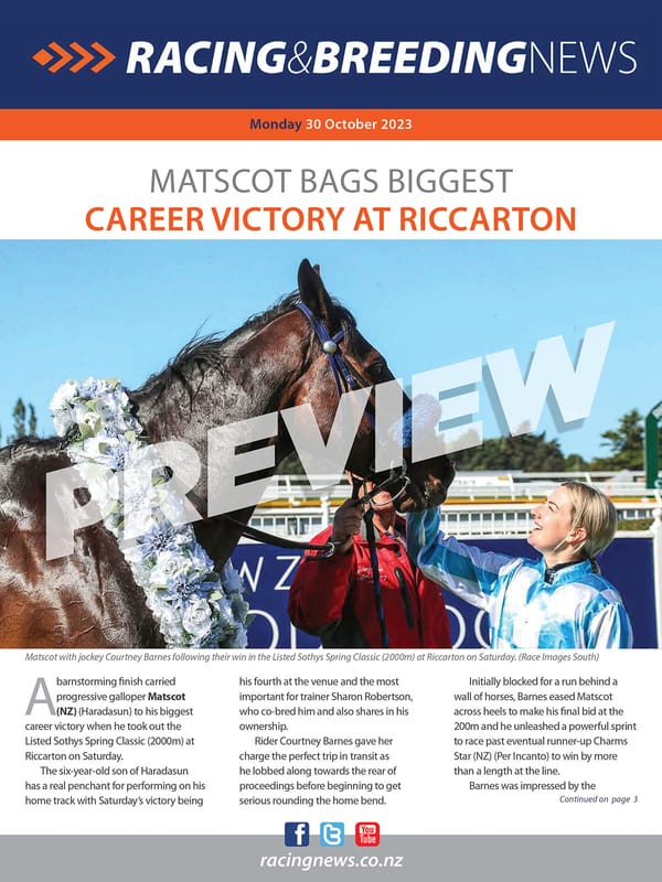 NZ Racing and Breeding News – 30 October 2023