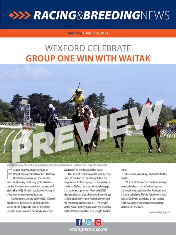 NZ Racing and Breeding News – 1 January 2024